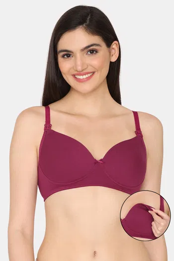 Buy Zivame Maternity Padded Non Wired 3/4th Coverage Maternity / Nursing Bra - Beet Red